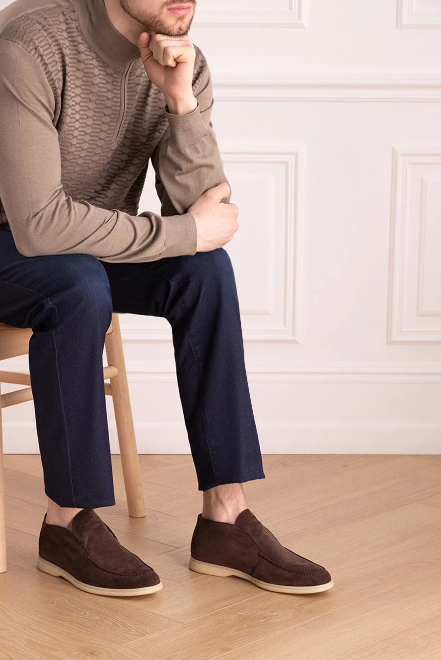 Loro Piana утеплённые замшевые ботинки мужские с анатомической