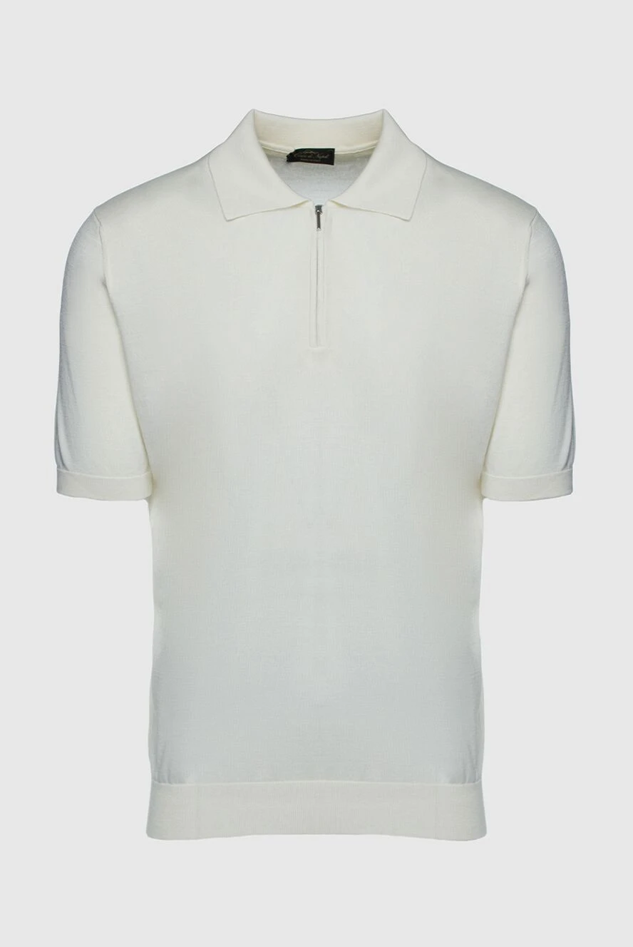 Cesare di Napoli Cotton and silk polo white for men - 45% cotton, 55% silk. Closure: Zipper. Country of manufacture: Italy. Care: specialized cleaning - photo 1