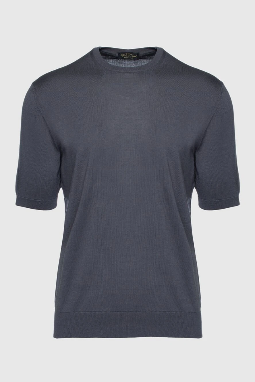 Cesare di Napoli Short sleeve jumper made of silk and cotton gray for men - Textured pattern. Short sleeve. 55% silk, 45% cotton. Country of manufacture: Italy. Care: specialized cleaning - photo 1