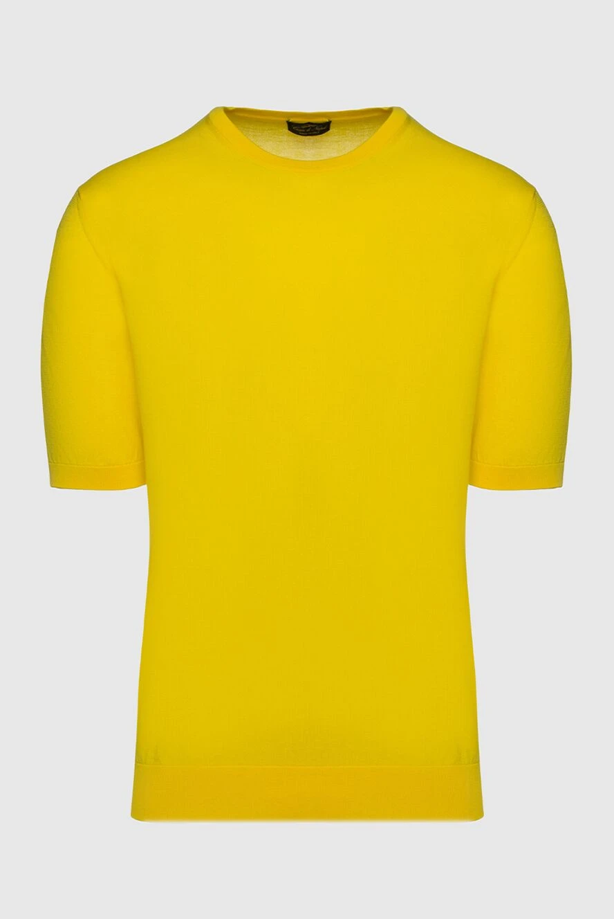 Cesare di Napoli Cotton short sleeve jumper yellow for men - Textured pattern. Short sleeve. 100% cotton. Country of manufacture: Italy. Care: specialized cleaning - photo 1