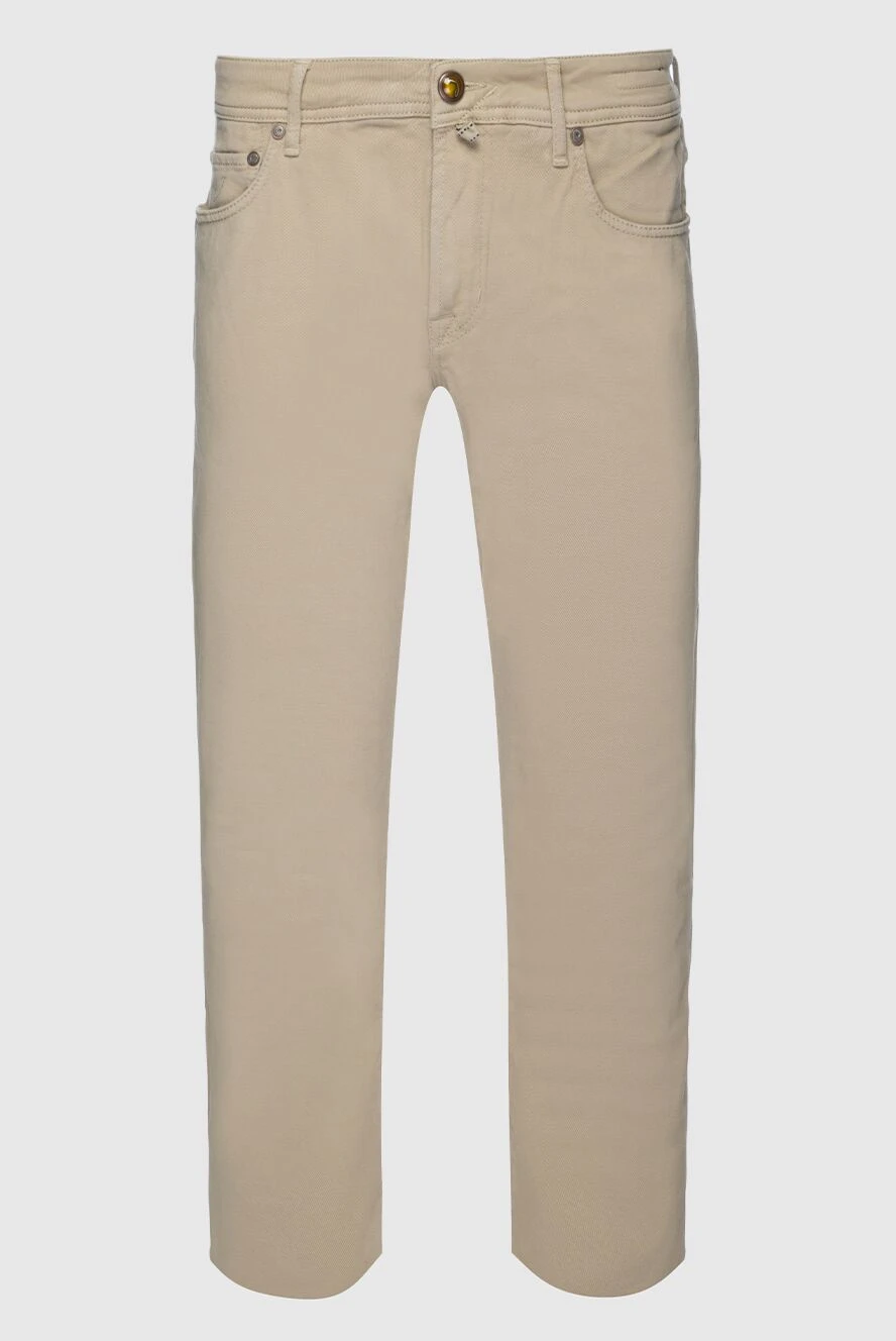 Jacob Cohen Beige cotton jeans for men - logo. 98% cotton 2% elastane. Closure: button, zipper. Three side pockets, two back pockets. Country of manufacture: Italy. Care: specialized cleaning - photo 1