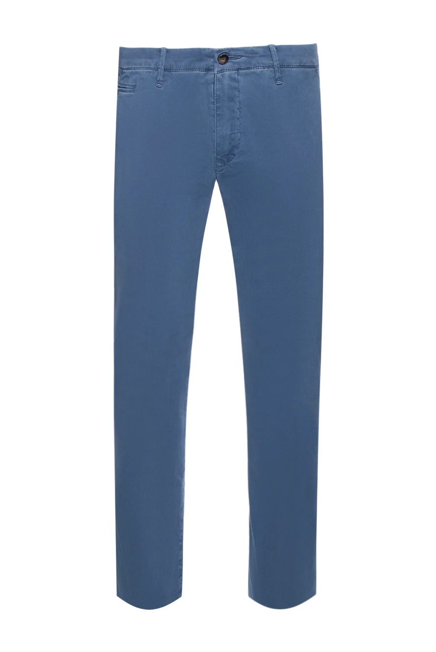 Jacob Cohen Blue cotton jeans for men - logo, contrast stitching. 96% cotton 4% elastane. Closure: button, zipper. Three side pockets, two back pockets. Country of manufacture: Italy. Care: specialized cleaning - photo 1