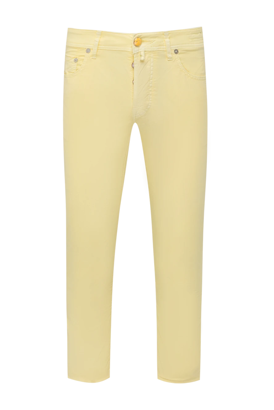 Jacob Cohen Cotton jeans yellow for men - logo, contrast stitching. 96% cotton, 4% elastane. buttons. Three side pockets, two back pockets. Country of manufacture: Italy. Care: specialized cleaning - photo 1