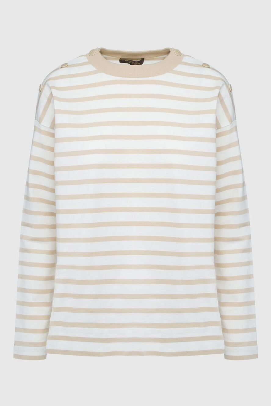 Loro Piana White cotton jumper for women - striped pattern. 100% cotton. Country of manufacture: Italy. Care: specialized cleaning - photo 1