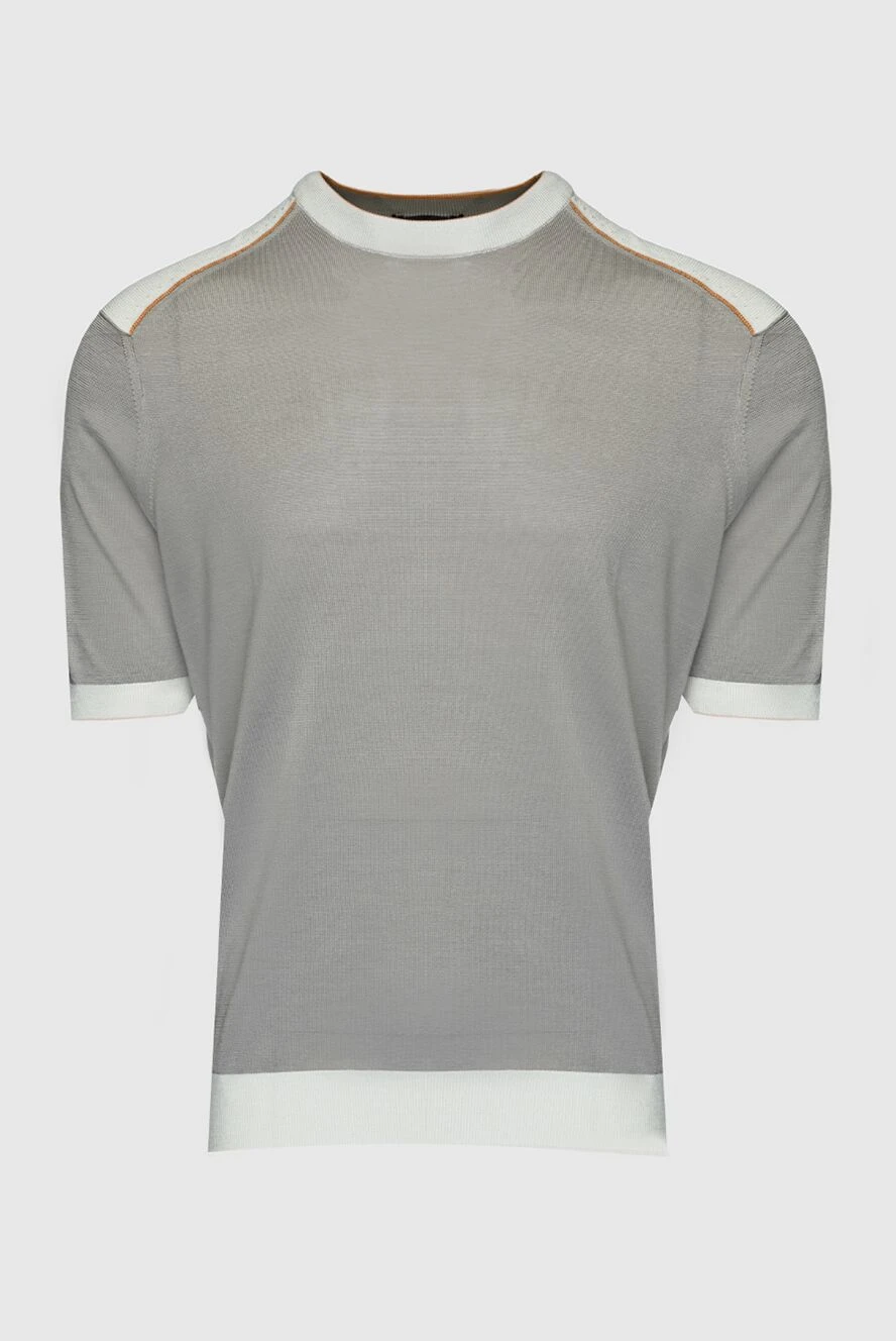 Stefano Ricci Short sleeve silk jumper gray for men - Contrasting cuffs and neckline. Short sleeve. 100% silk. Country of manufacture: Italy. Care: specialized cleaning - photo 1