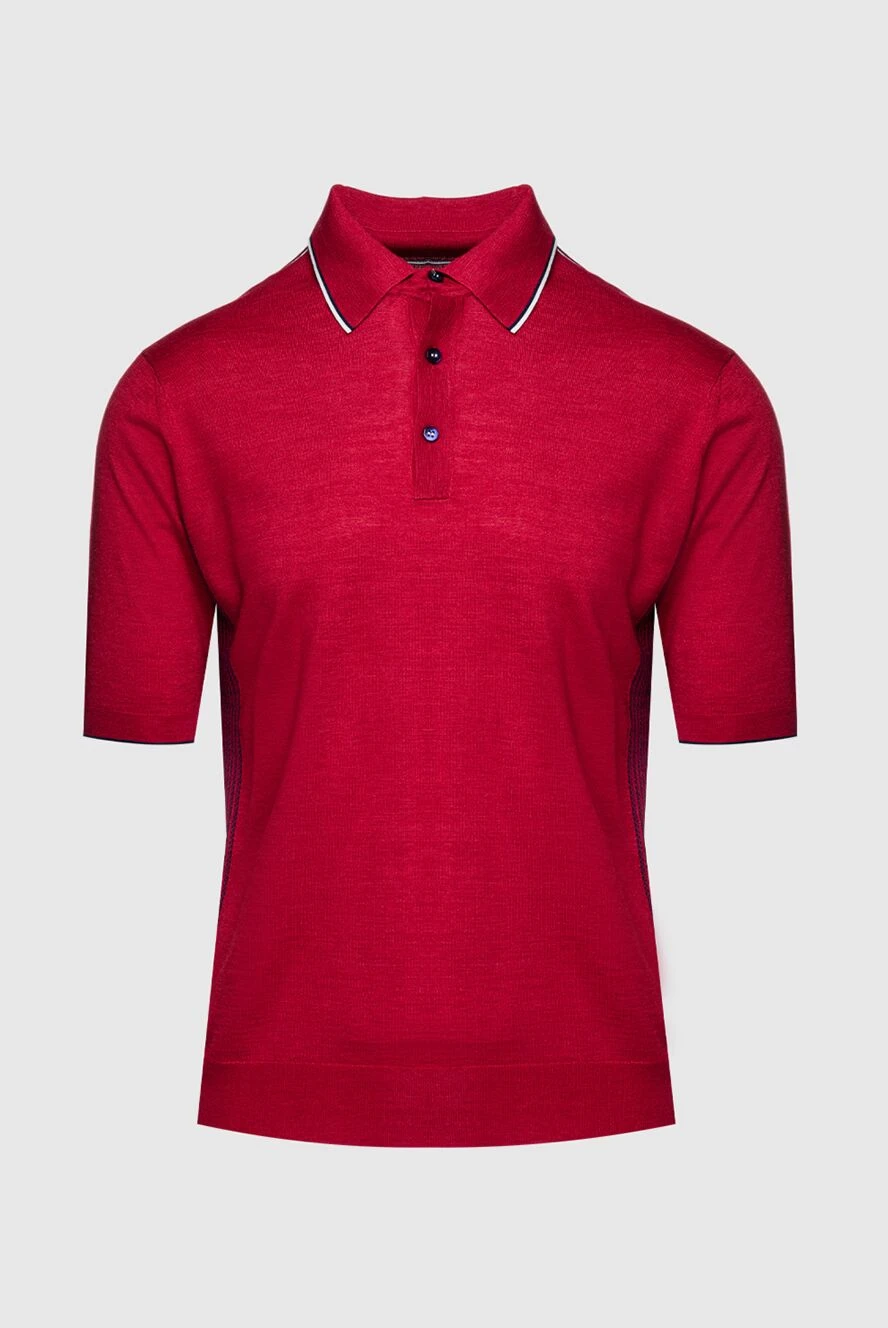 Stefano Ricci Поло з шовку, бавовни та льону червоне чоловіче - Контрастне оздоблення. 60% шовк, 25% льон, 15% бавовна. гудзики. Країна виробник: Італія. Догляд: спеціалізоване чищення - фото 1
