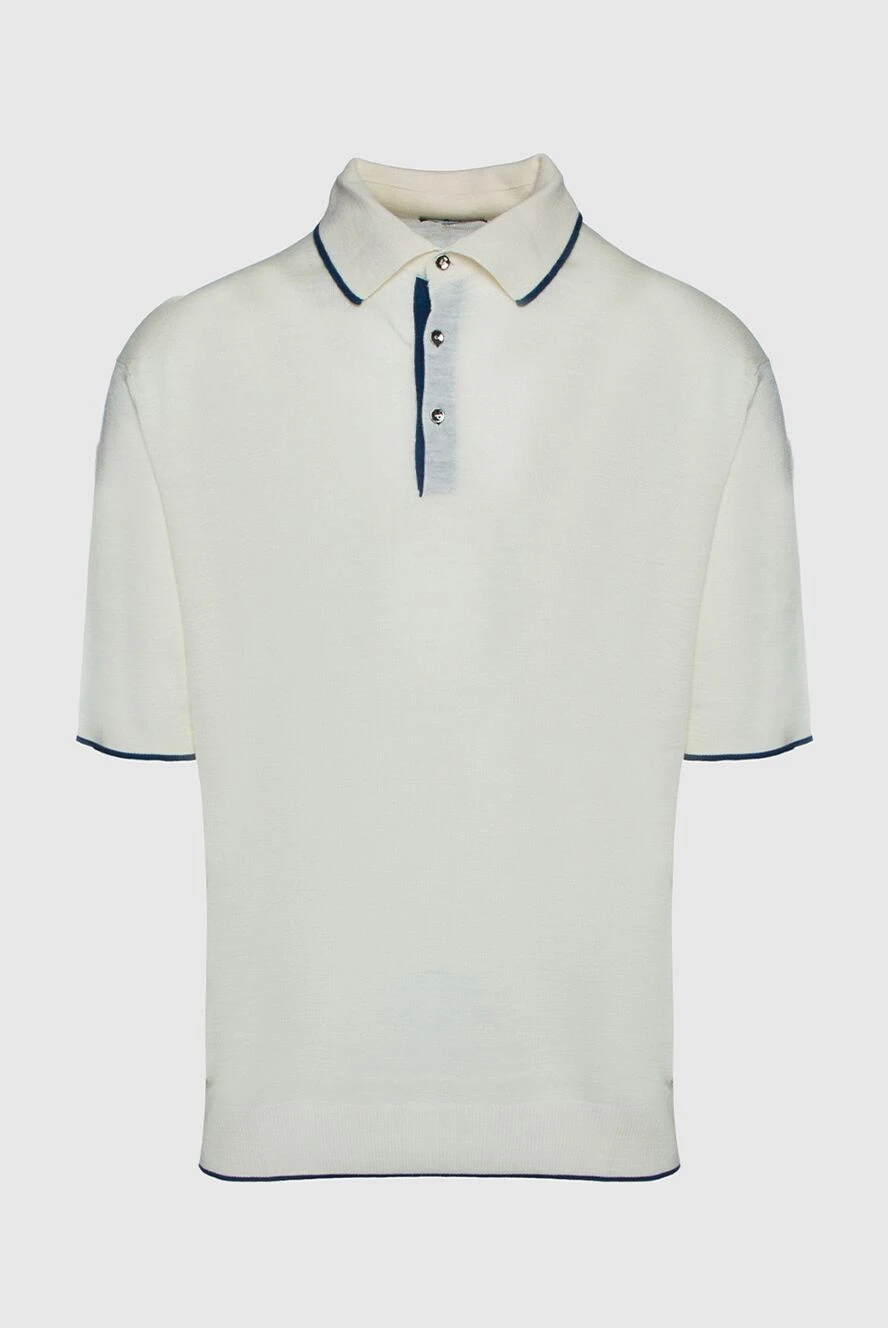 Stefano Ricci White cashmere and silk polo for men - Contrasting trim. 70% cashmere, 30% silk. Buttons. Country of manufacture: Italy. Care: specialized cleaning - photo 1