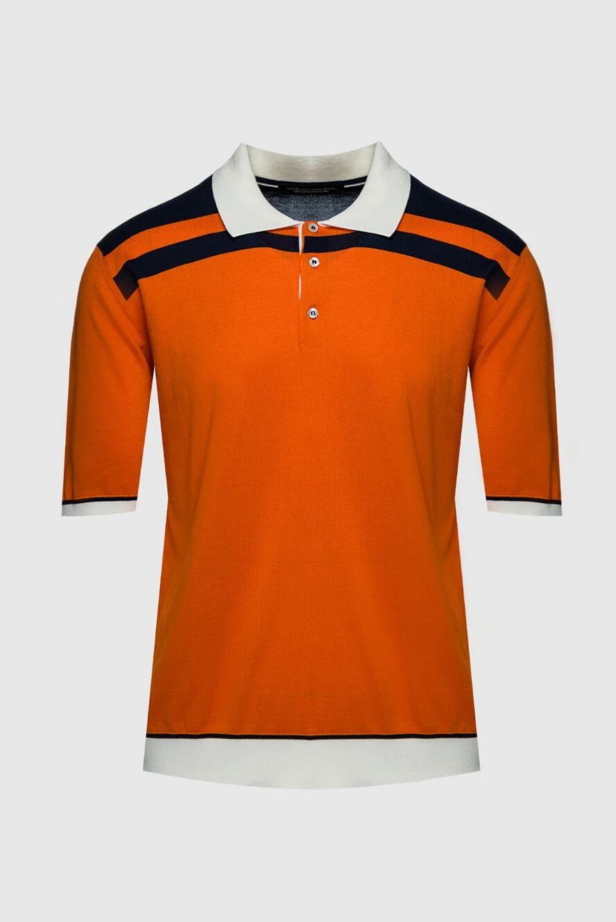 Stefano Ricci Яскраве помаранчеве поло з білим коміром і темним оздобленням плечей - Контрастне оздоблення. 55% шовк, 45% бавовна. гудзики. Країна виробник: Італія. Догляд: спеціалізоване чищення - фото 1