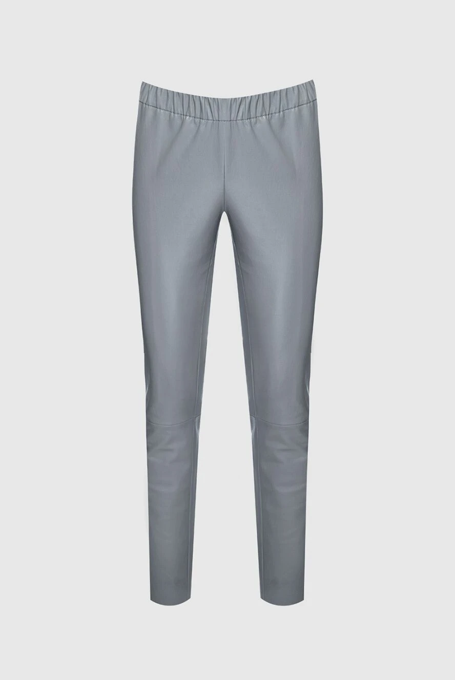 Max&Moi Women's leather leggings in gray with a tailored fit - 50% leather, 47% cotton, 3% elastane. elastic belt. Country of manufacture: Italy. Care: specialized cleaning - photo 1