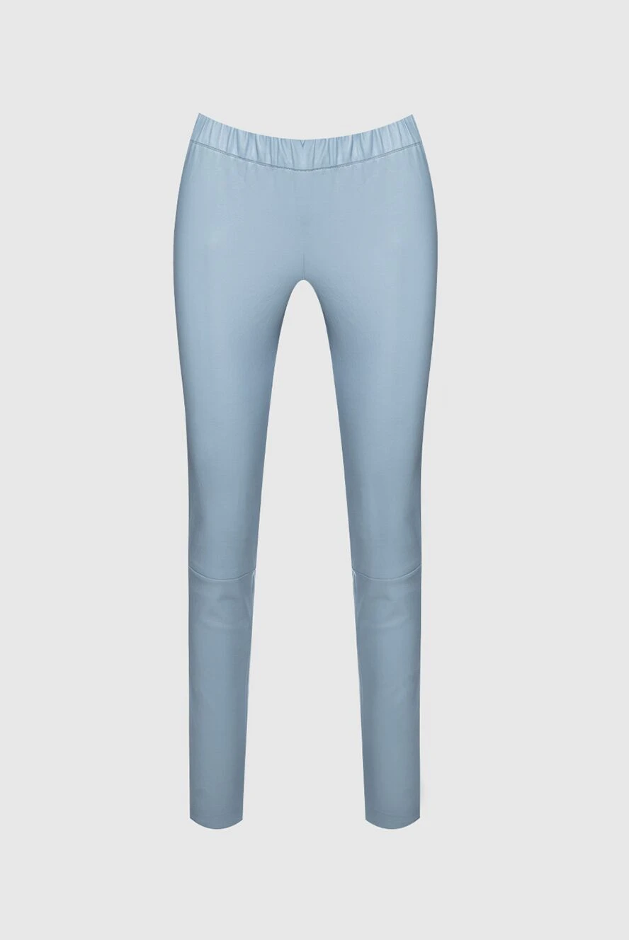 Max&Moi Blue trousers for women - 50% leather, 47% cotton, 3% elastane. elastic belt. Country of manufacture: Italy. Care: specialized cleaning - photo 1