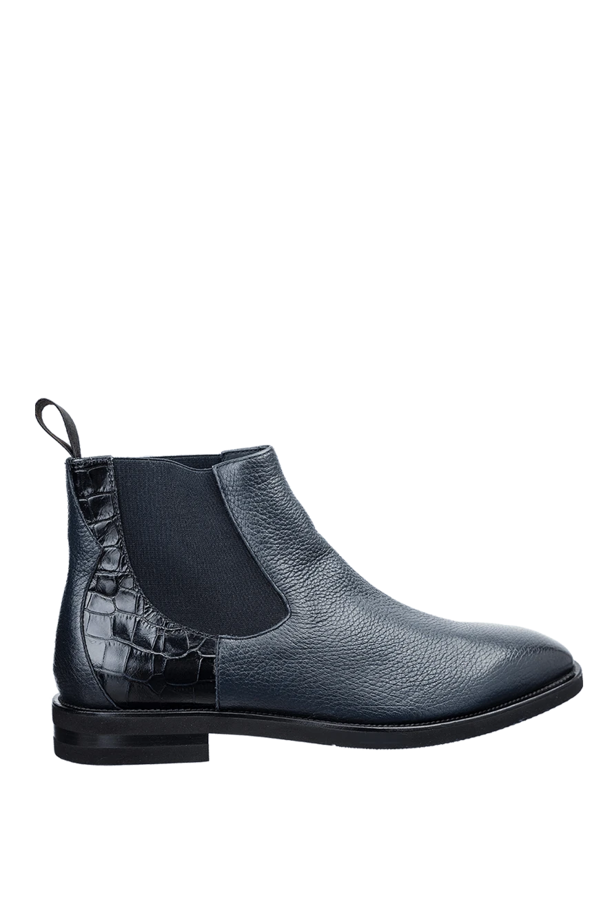 Pellettieri di Parma Men's black leather boots - Textured leather. 100% leather. Elastic inserts. Sole Height: 1.5cm. Outsole: Other materials. Country of manufacture: Italy. Care: specialized cleaning - photo 1