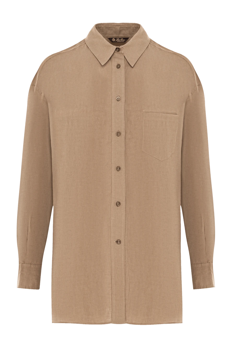Loro Piana Women's linen shirt-blouse green - 100% linen. buttons. Country of manufacture: Italy. Care: specialized cleaning - photo 1
