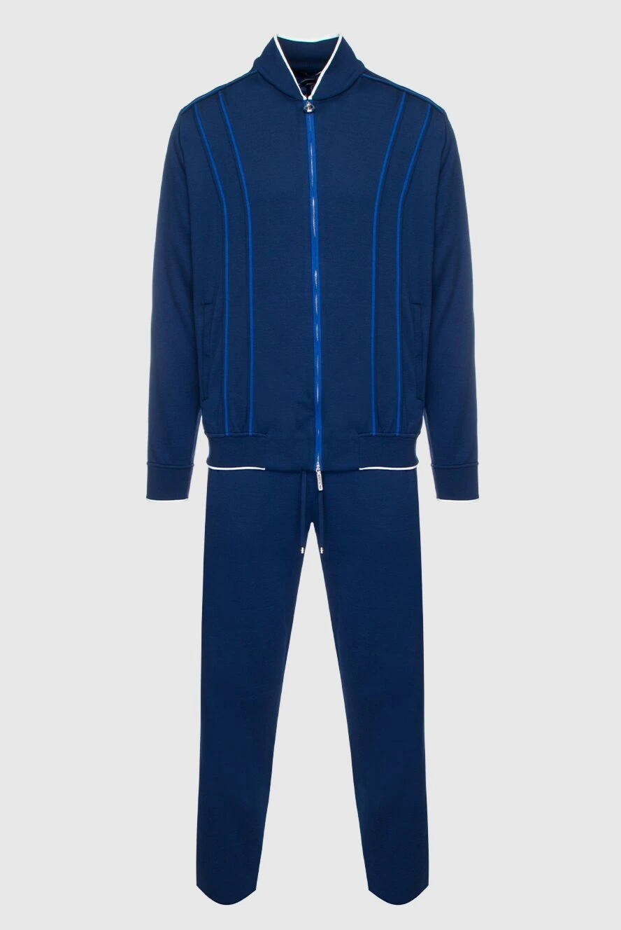 Stefano Ricci Sports suit for men made of cotton, silk and polyamide blue - Contrast zippers and cuffs. 48% cotton, 44% silk, 8% polyamide. Closure: Drawstring, zipper. Four side pockets. Country of manufacture: Italy. Care: specialized cleaning - photo 1