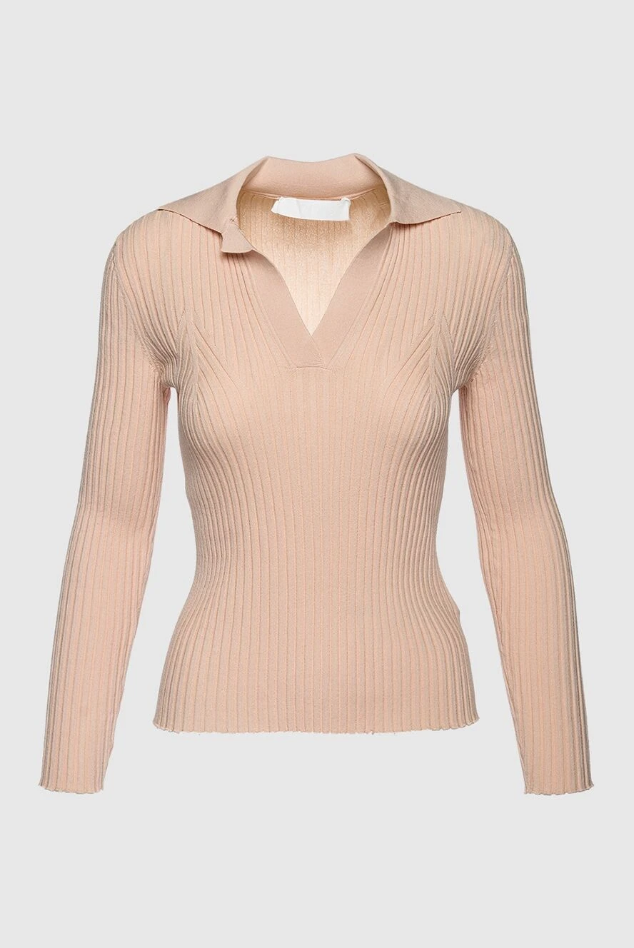 DROMe Beige viscose and polyamide jumper for women - V-neck. 65% viscose, 35% polyamide. Country of manufacture: Italy. Care: specialized cleaning - photo 1