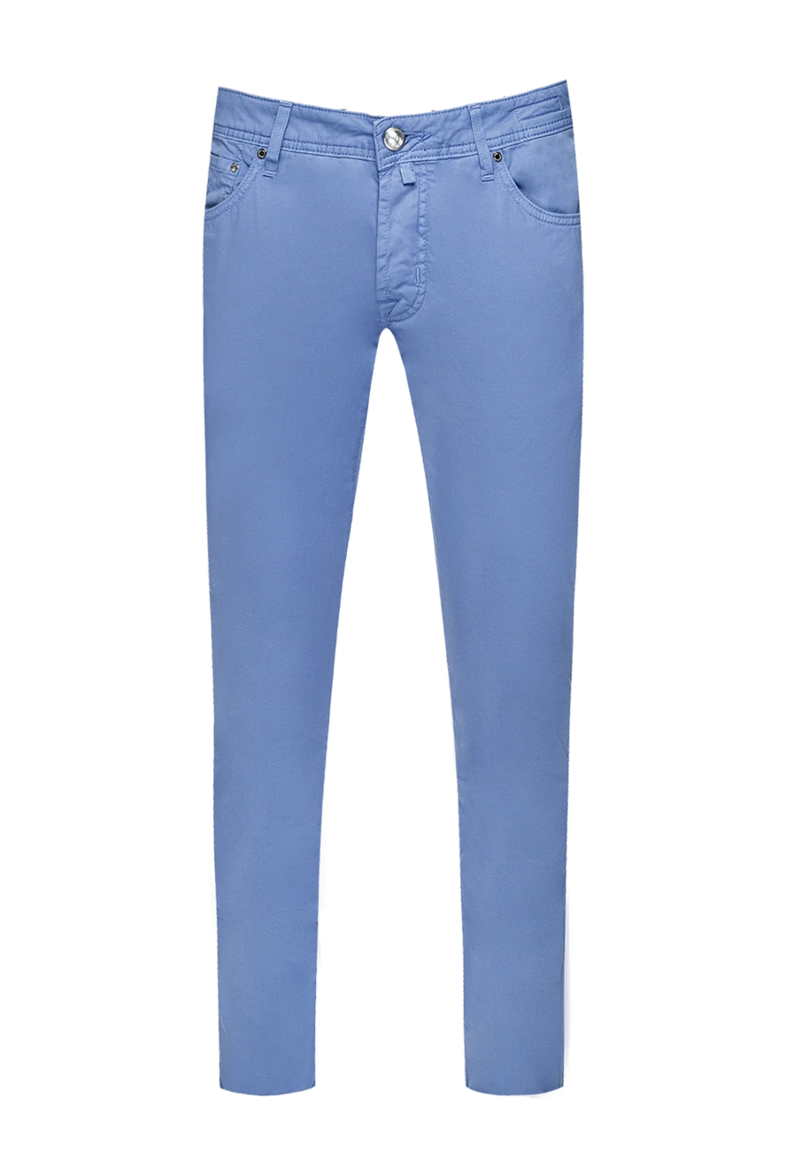 Jacob Cohen Blue cotton jeans for men - logo. 97% cotton 3% elastane. Closure: button, zipper. Three side pockets, two back pockets. Country of manufacture: Italy. Care: specialized cleaning - photo 1