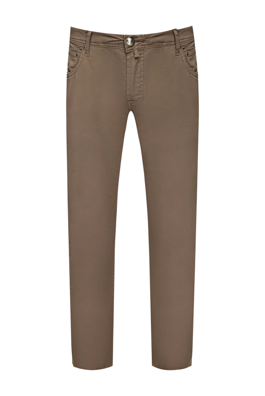 Jacob Cohen Beige cotton jeans for men - logo. 97% cotton 3% elastane. Closure: button, zipper. Three side pockets, two back pockets. Country of manufacture: Italy. Care: specialized cleaning - photo 1