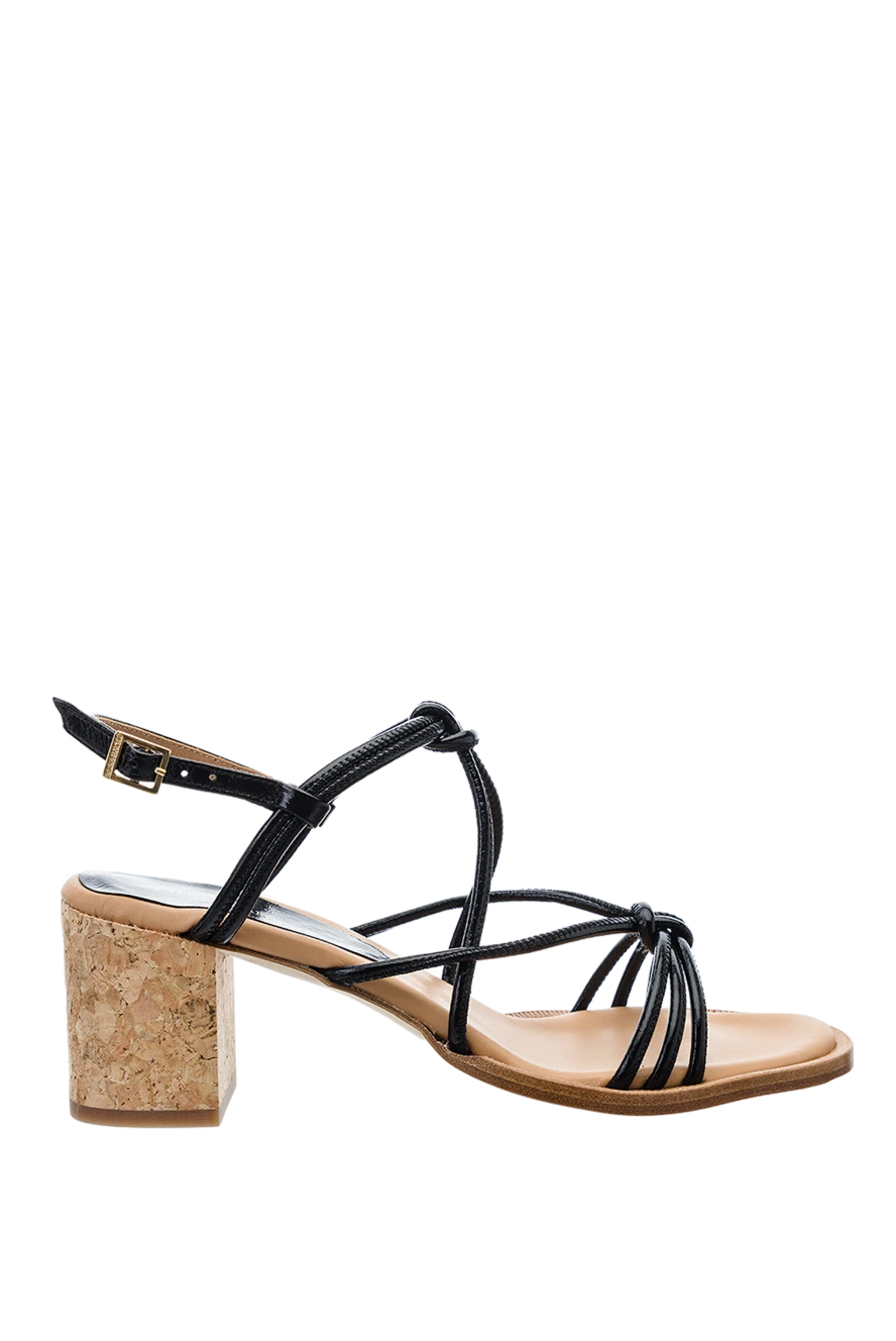 Paloma Barcelo Women's black leather sandals with thin straps and knots - contrast heel, thin straps. genuine leather. buckle. Heel: 5 centimeters. Country of manufacture: Italy. Care: specialized cleaning - photo 1