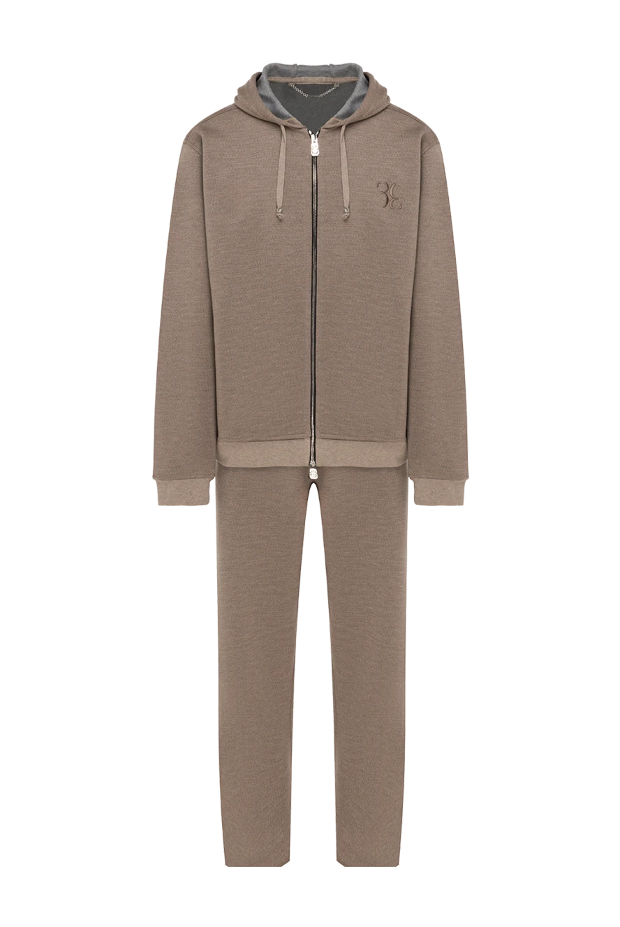 Billionaire Beige men's wool sports suit - Contrast zipper, brand logo. Hood. 100% wool. Closure: Drawstring, zipper. Four side pockets. Country of manufacture: Italy. Care: specialized cleaning - photo 1