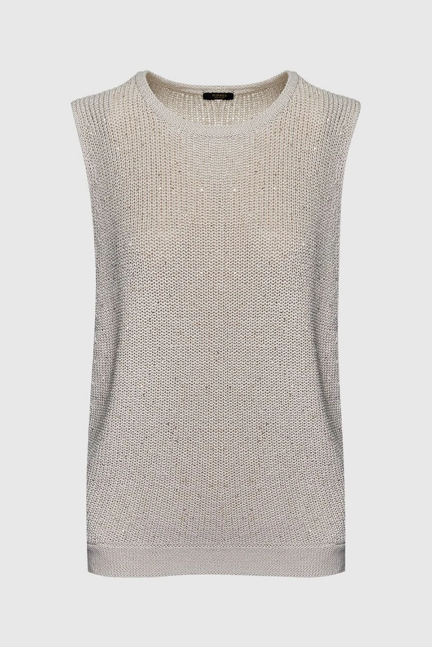 Peserico Beige cotton top for women - textured knitting. 100% cotton. Country of manufacture: Italy. Care: specialized cleaning - photo 1