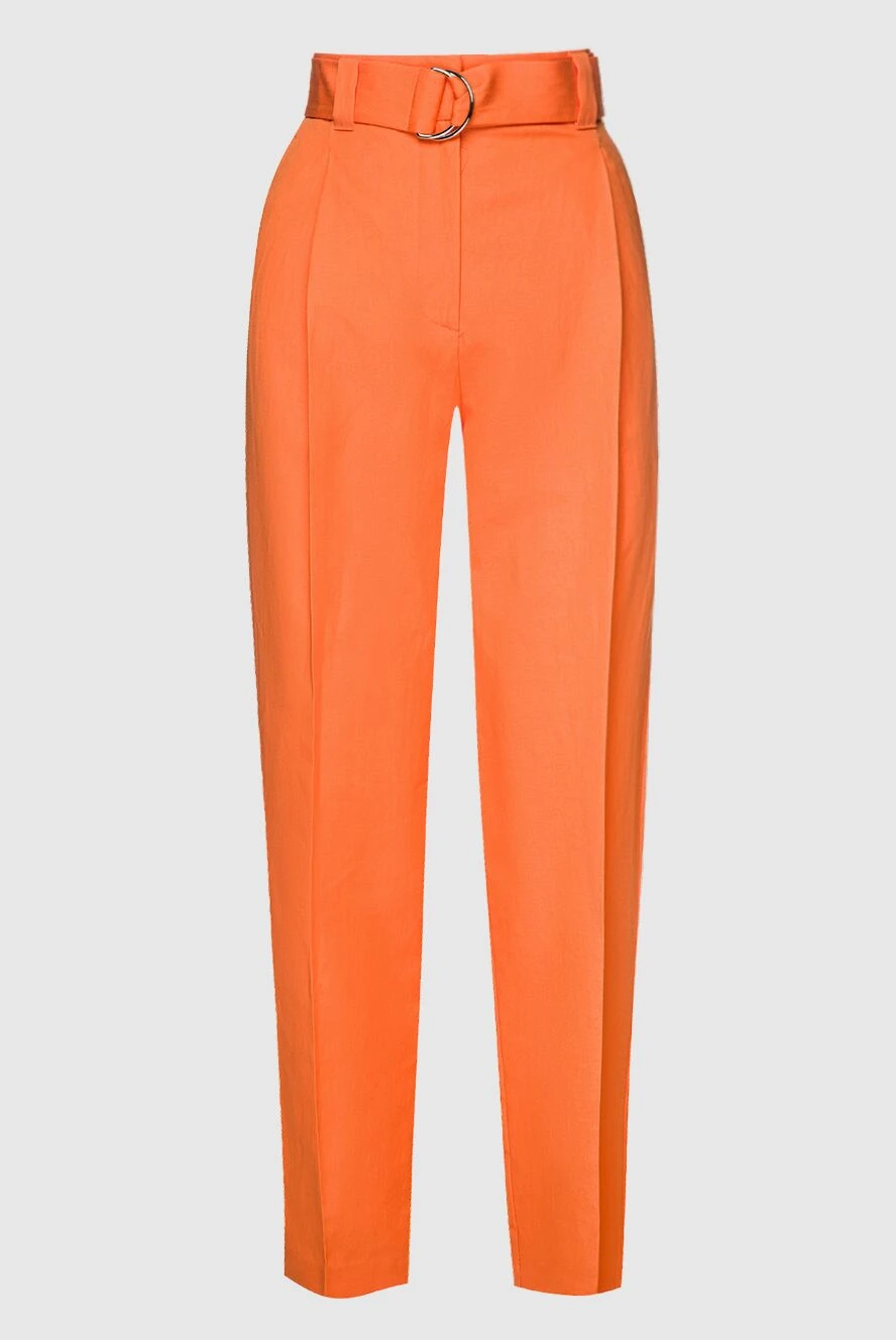 MSGM Women's loose-fit pants with belt orange - one pocket. 65% cotton, 35% linen. zipper, belt. Country of manufacture: Italy. Care: specialized cleaning - photo 1