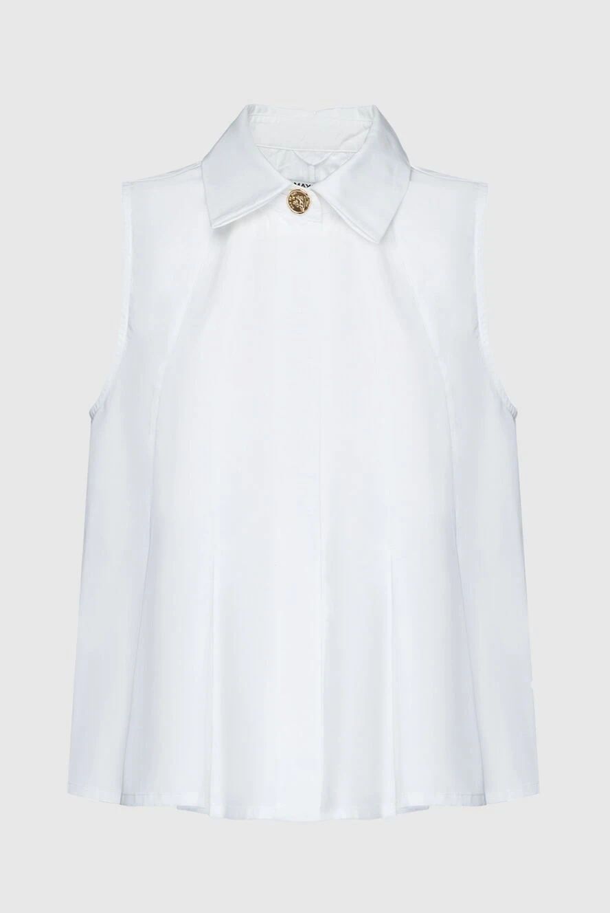 Max&Moi Women's cotton blouse with gold buttons white - Decoration: gold-plated buttons, loose cut, sleeveless. cotton. buttons. Country of manufacture: Italy. Care: specialized cleaning - photo 1