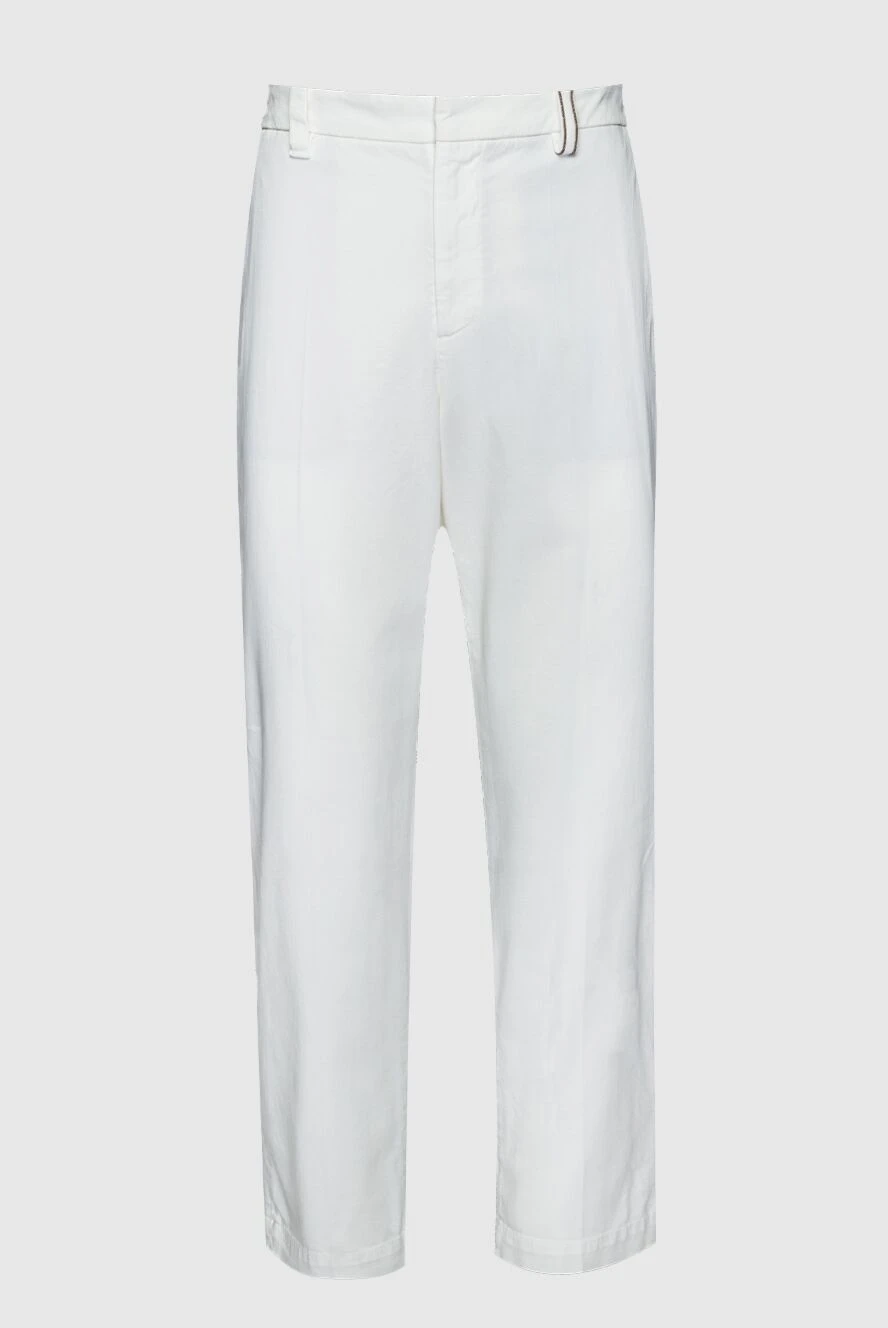 Brunello Cucinelli Women's stylish cropped trousers white - two back pockets. cotton, elastane. zipper, hook. Country of manufacture: Italy. Care: specialized cleaning - photo 1