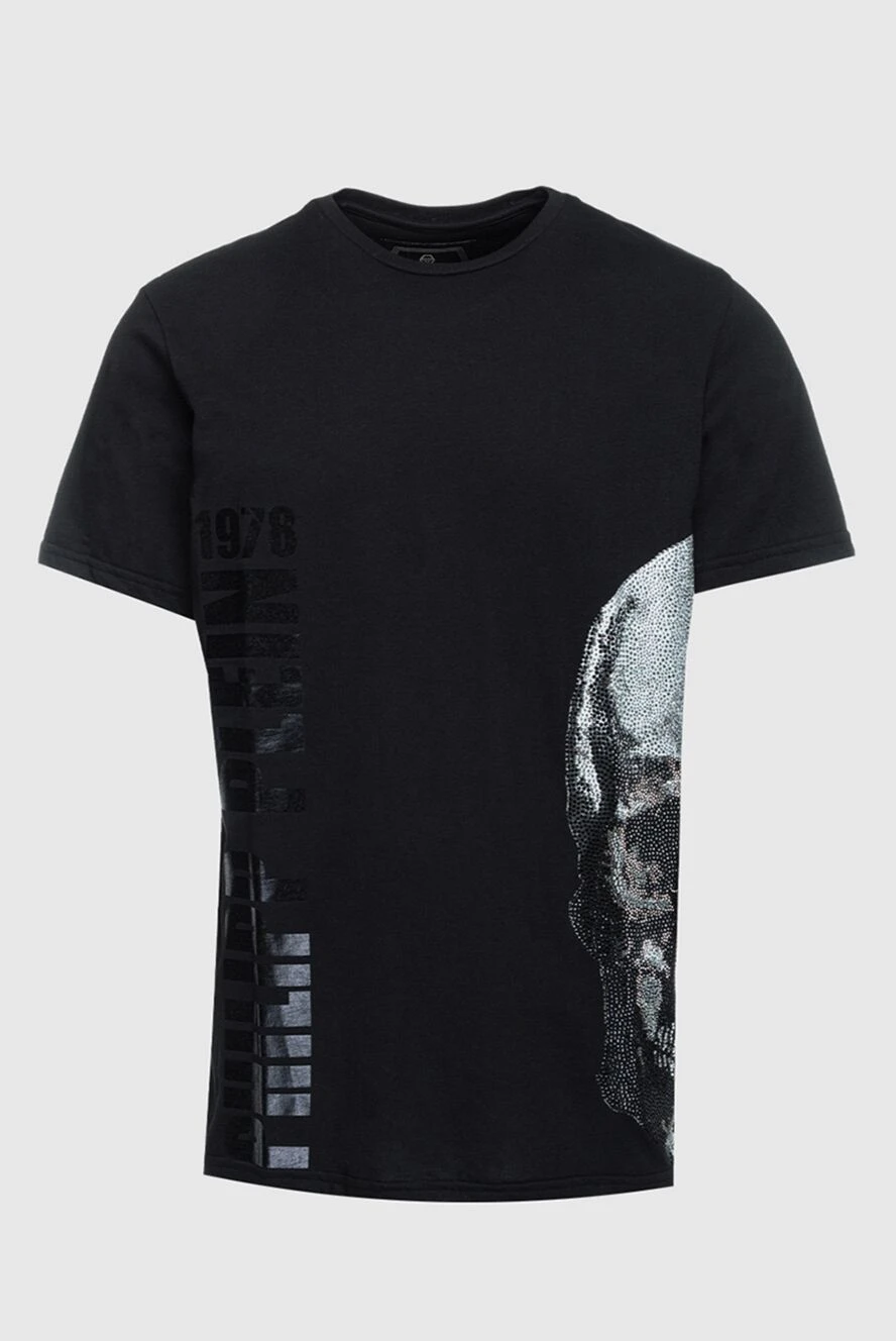 Philipp Plein Black cotton T-shirt for men - Decor: brand logo, print. Composition: 100% cotton. Country of manufacture: Italy. Care: specialized cleaning - photo 1