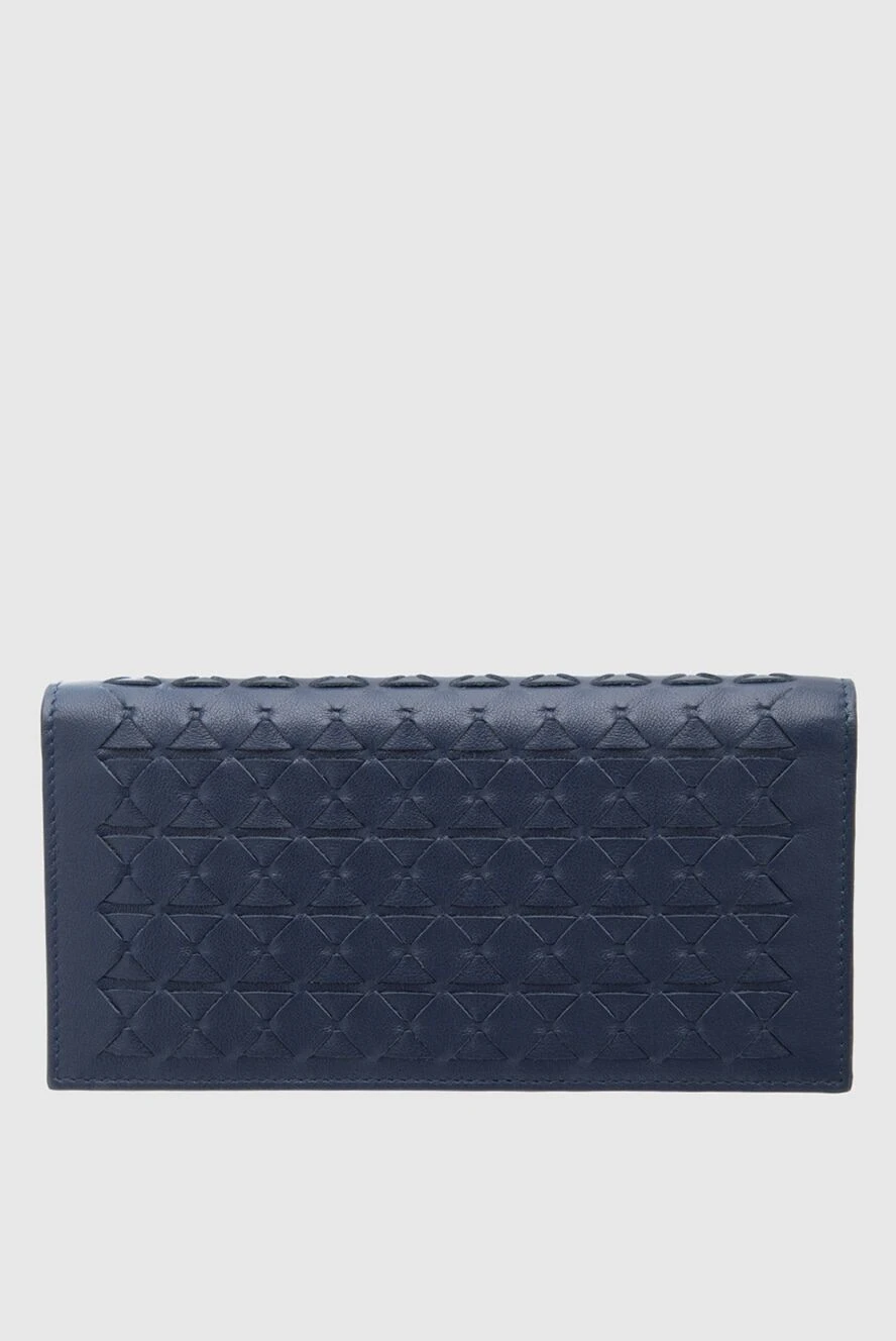 Serapian Men's clutch bag made of genuine leather blue - Geometric pattern. 100% genuine leather. Closure: Zipper. Two compartments. Country of manufacture: Italy. Care: specialized cleaning - photo 1