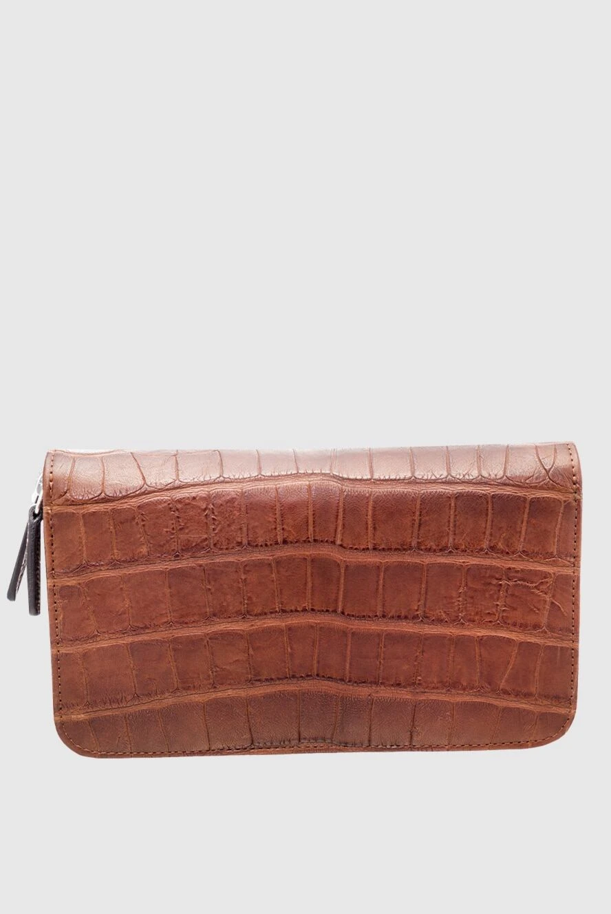 Cesare di Napoli Men's clutch bag made of brown crocodile leather - Textured leather. 100% crocodile skin. Closure: Zipper. 4 compartment. Country of manufacture: Italy. Care: specialized cleaning - photo 1