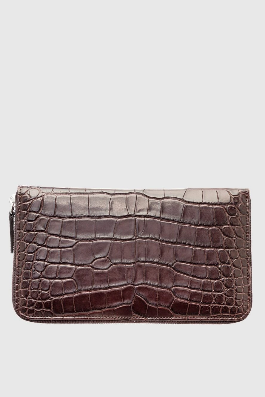 Cesare di Napoli Men's clutch bag made of brown crocodile leather - Textured leather. 100% crocodile skin. Closure: Zipper. Two compartments. Country of manufacture: Italy. Care: specialized cleaning - photo 1