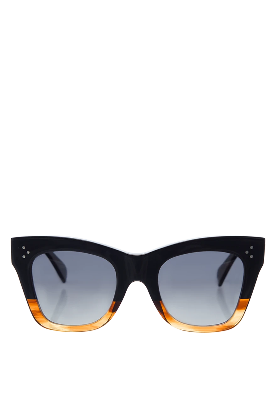 Celine Women's sunglasses for sun protection black with brown - square frame, logo on the temple, contrasting frame. Additional: UV protection, scratch resistance, case included. plastic, metal. Country of manufacture: Italy. Care: specialized cleaning - photo 1