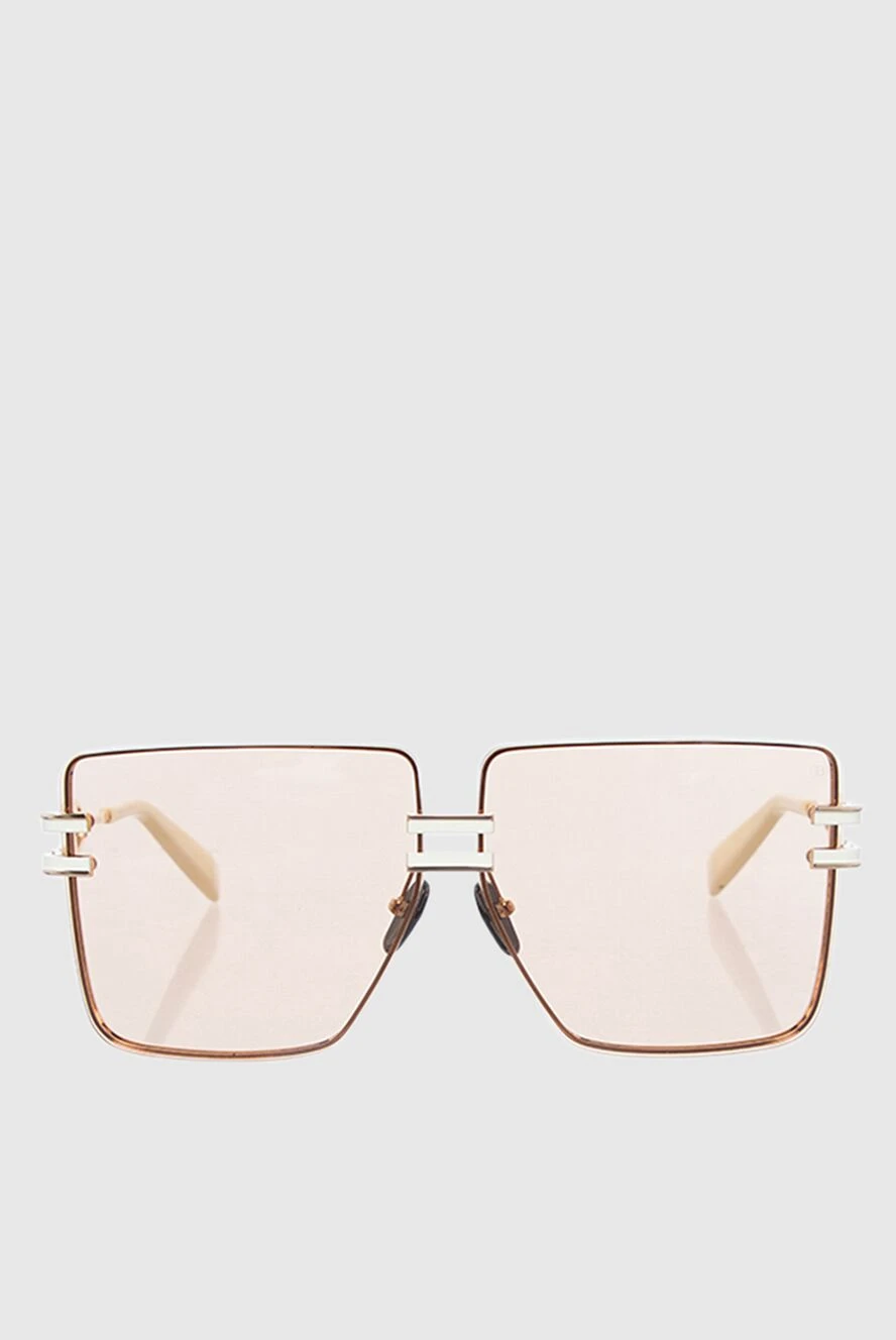 Balmain Gendarme BPS-109C women's sunglasses with square lenses and a gold frame - Decoration: brand logo. Material: 100% plastic, metal. pink. Country of manufacture: Italy. Care: specialized cleaning - photo 1