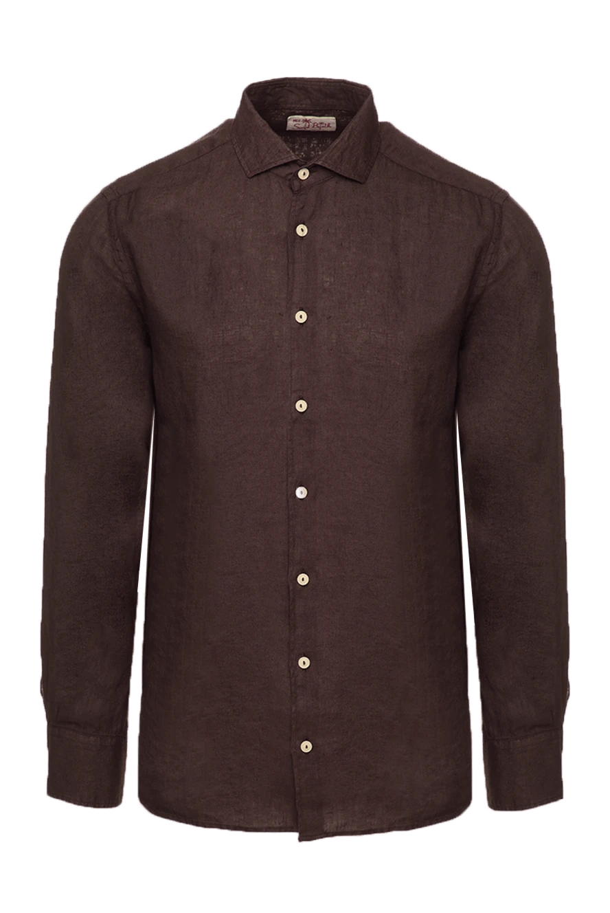 MC2 Saint Barth Brown linen shirt for men - 100% linen. Closure: buttons. Country of manufacture: Italy. Care: specialized cleaning - photo 1