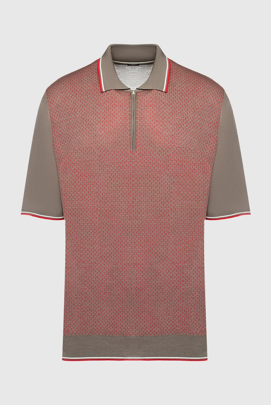 Stefano Ricci Шелковое поло в коричнево-красной гамме с контрастной отделкой - Контрастная отделка. 100% шёлк. Молния. Страна производитель: Италия. Уход: специализированная чистка - фото 1