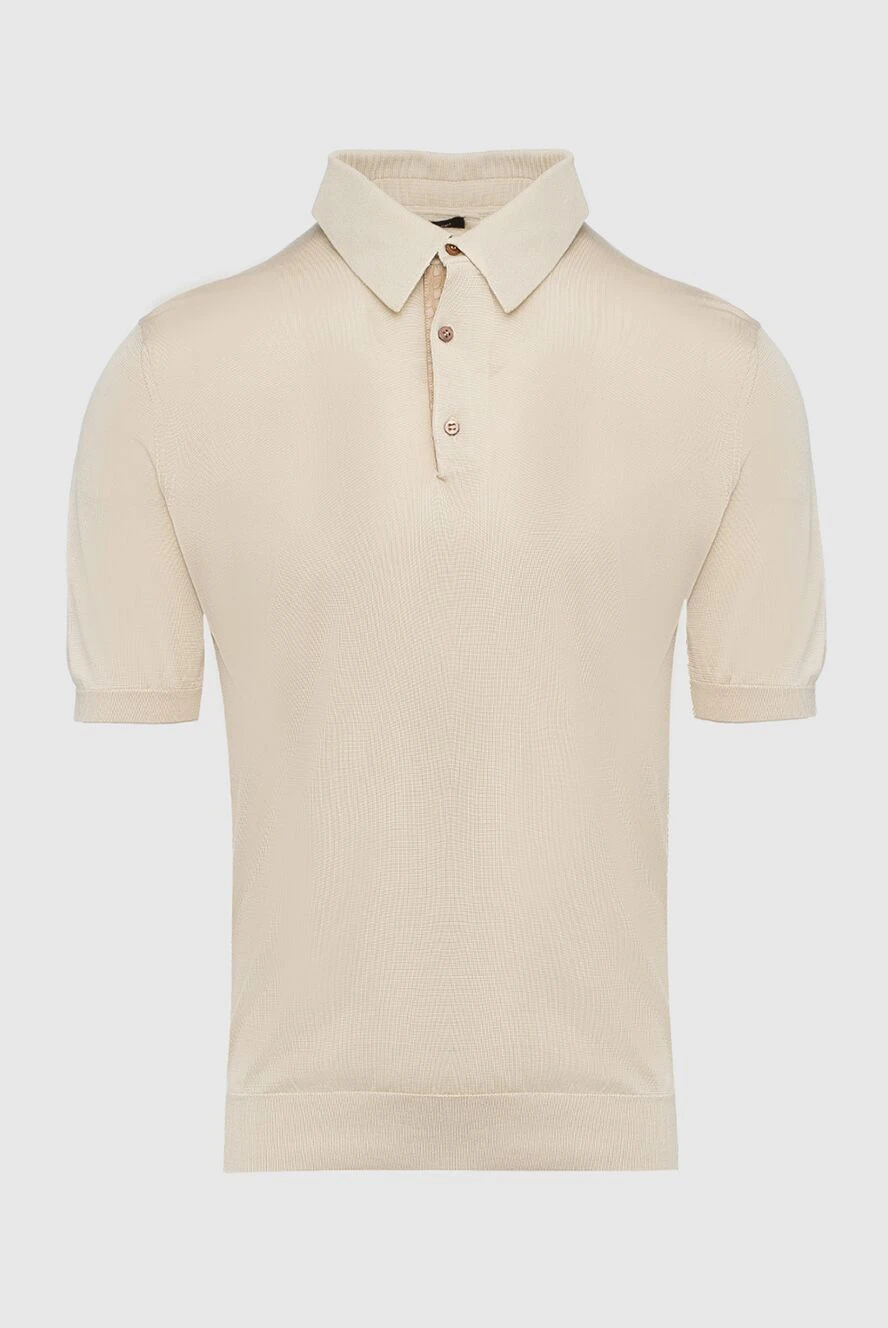 Stefano Ricci Поло з шовку та шкіри крокодила бежеве чоловіче - Вставки зі шкіри крокодила. 100% шовк, шкіра крокодила. гудзики. Країна виробник: Італія. Догляд: спеціалізоване чищення - фото 1