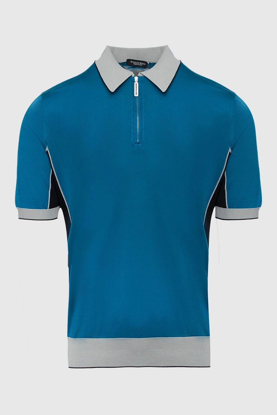 Stefano Ricci Бірюзове поло з контрастним коміром та бічними вставками - Контрастне оздоблення, контрастні вставки тканини. 100% бавовна. Блискавка. Країна виробник: Італія. Догляд: спеціалізоване чищення - фото 1