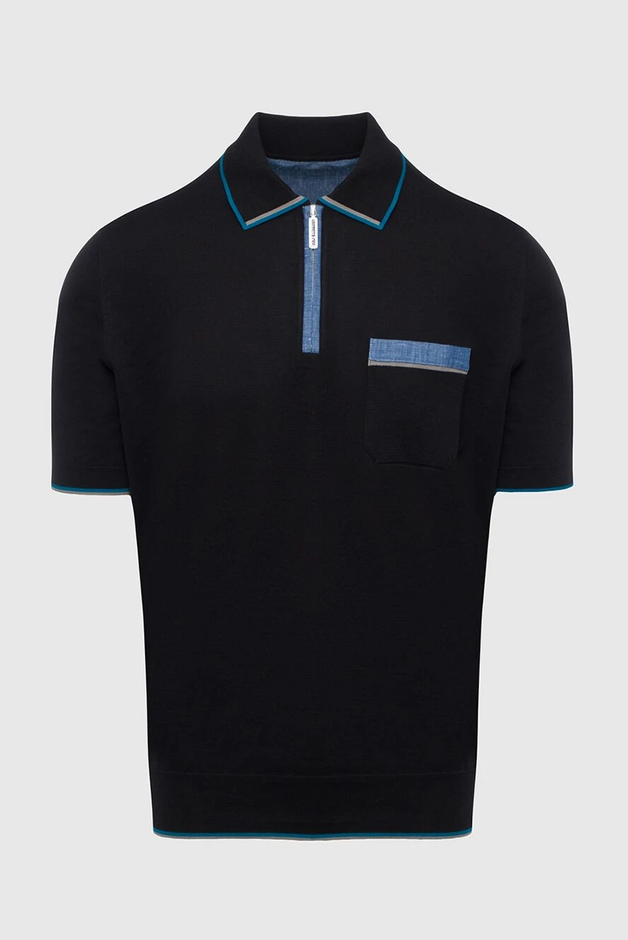 Stefano Ricci Поло из хлопка черное мужское - Контрастный ворот. Контрастный нагрудный карман. 100% хлопок. Молния. Страна производитель: Италия. Уход: специализированная чистка - фото 1