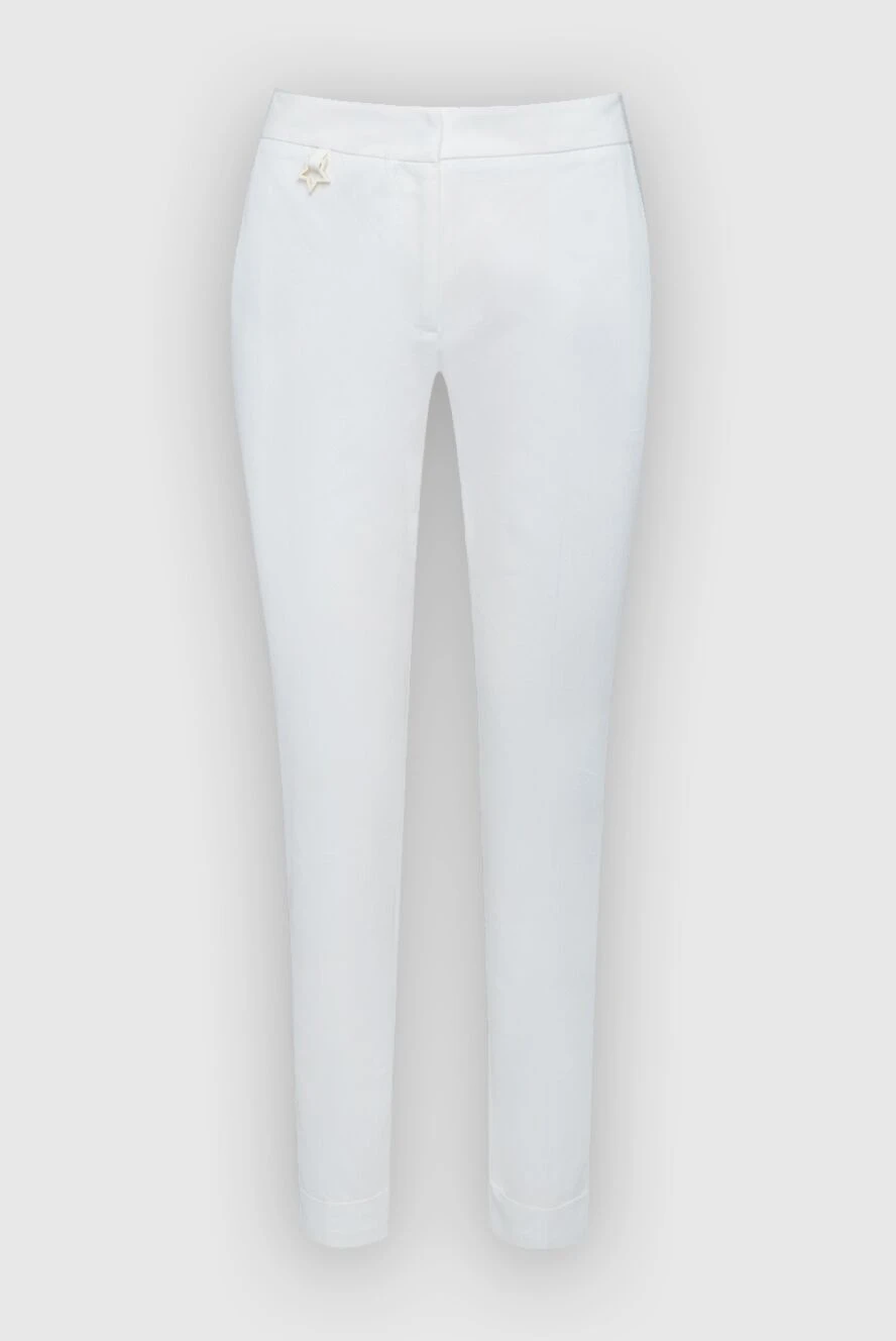 Lorena Antoniazzi Women's pants with star-shaped charm white - two pockets. cotton, polyester. zipper, hook. Country of manufacture: Italy. Care: specialized cleaning - photo 1