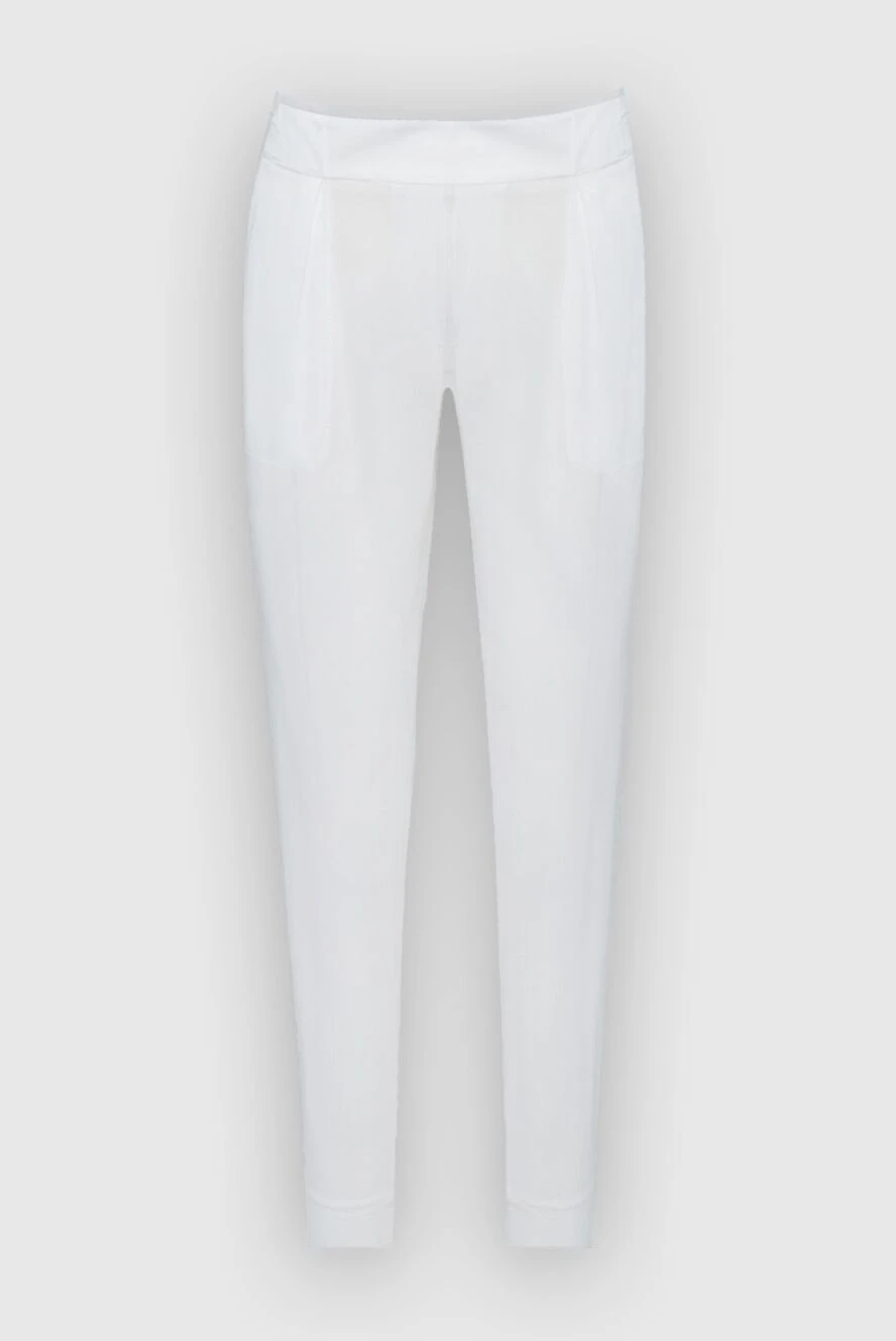 Lorena Antoniazzi Women's cropped straight pants white - two pockets. 95% viscose, 5% elastane. elastic belt. Country of manufacture: Italy. Care: specialized cleaning - photo 1