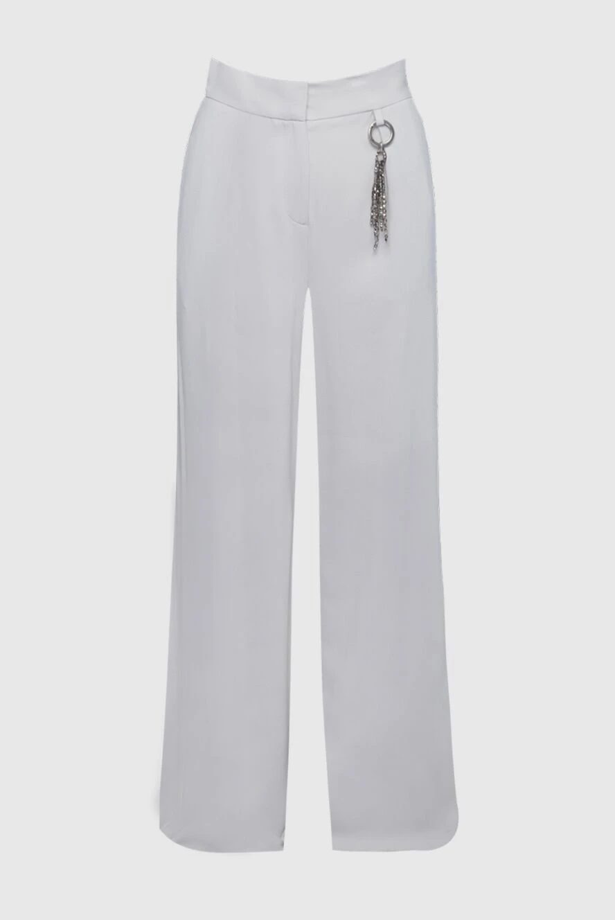 Lorena Antoniazzi Women's straight-leg pants with charm white - keychain. two pockets. 94% viscose, 5% elastane. zipper, hook. Country of manufacture: Italy. Care: specialized cleaning - photo 1