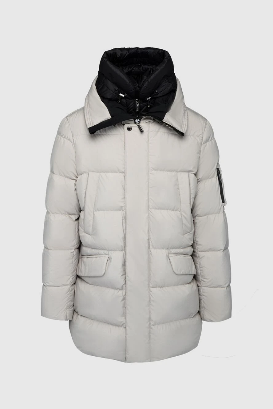 White puffer jacket cheap with fur hood mens