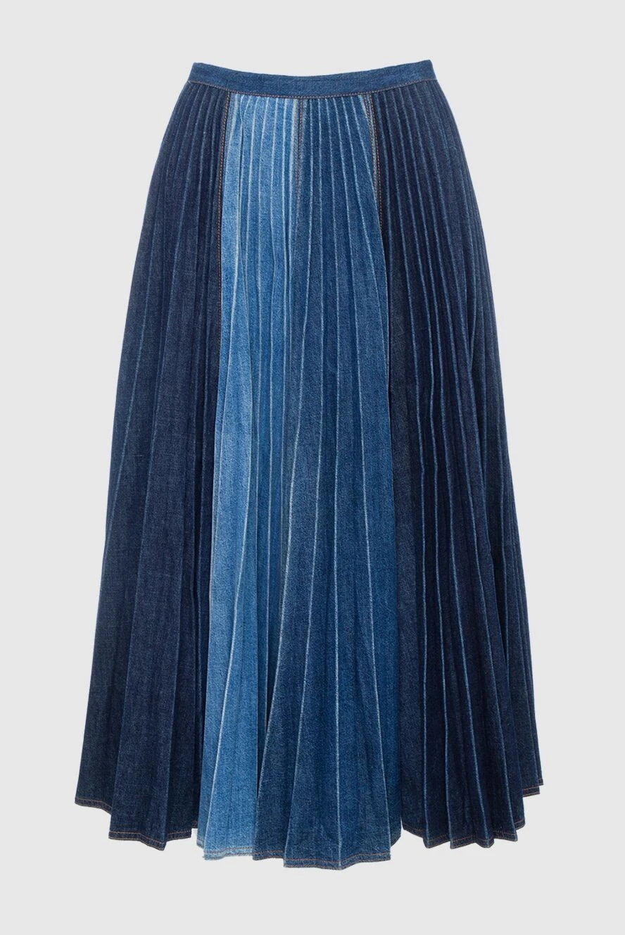 Dior Blue cotton skirt for women - contrasting pleating. 100% cotton. elastic belt. Country of manufacture: Italy. Care: specialized cleaning - photo 1