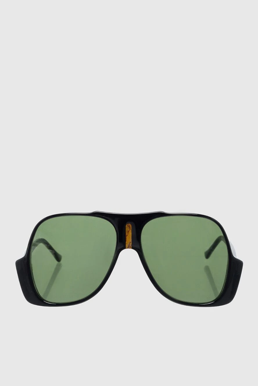 Gucci Unisex glasses black with green lenses - Decoration: logo on the bracket. Additional: UV protection, scratch protection, case included. plastic, metal. Country of manufacture: Italy. Care: specialized cleaning - photo 1