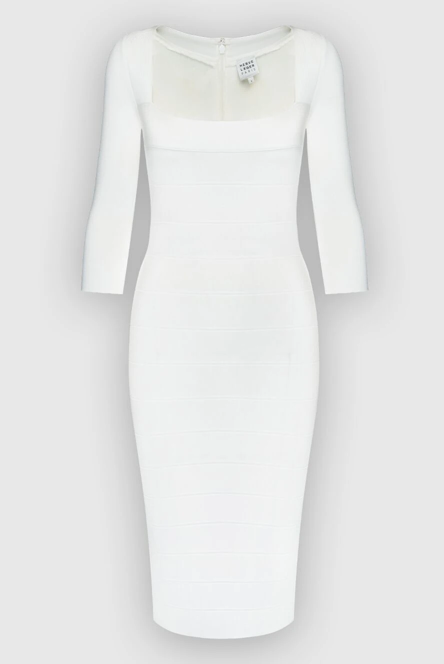 Herve Leger White dress for women - zipper. medium sleeve. 90% viscose, 9% nylon, 1% spandex. Country of manufacture: Italy. Care: specialized cleaning - photo 1