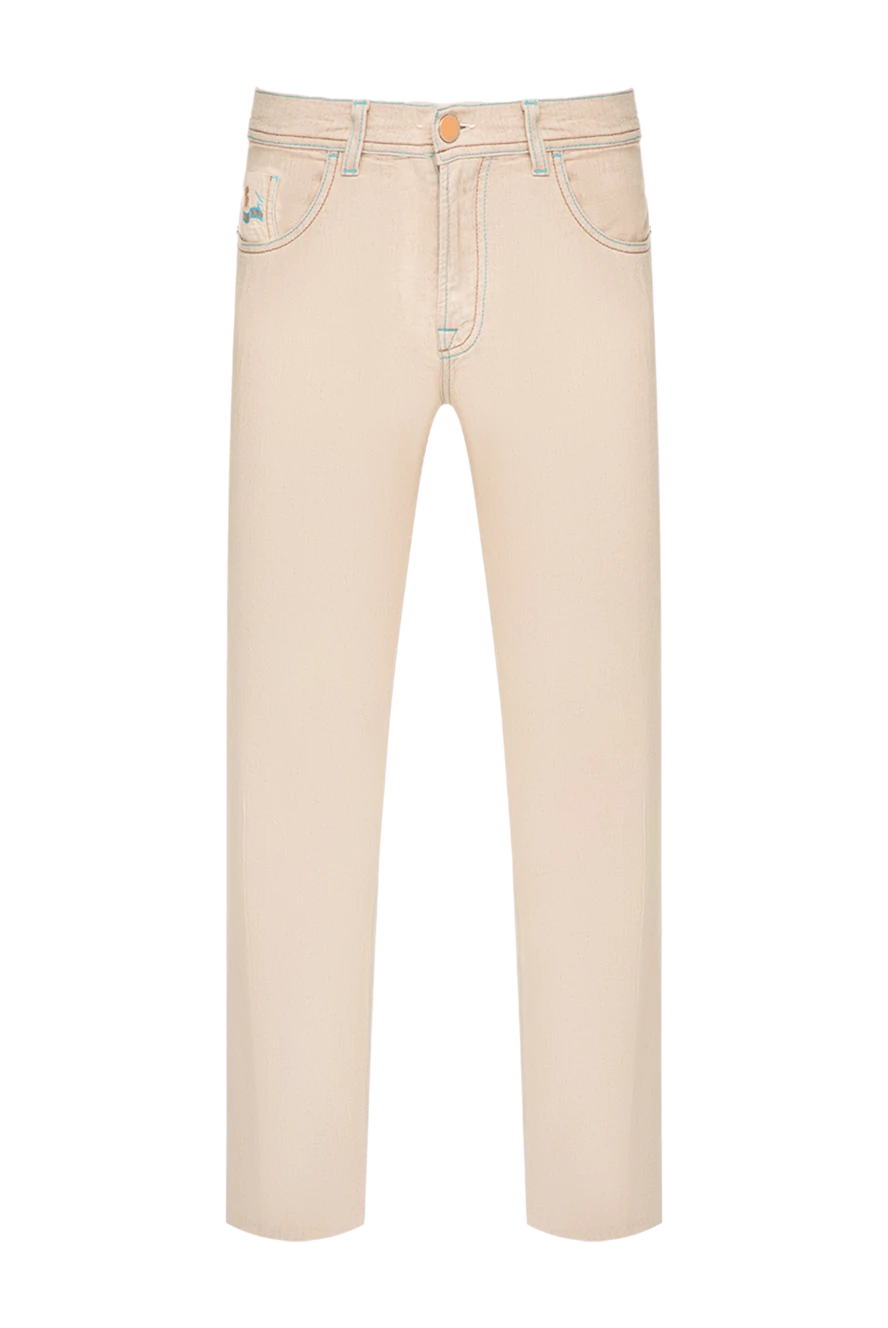 Scissor Scriptor Jeans for men beige - no. 60% linen, 35% cotton, 5% polyurethane. buttons, zipper. three front pockets, two back pockets. Country of manufacture: Italy. Care: specialized cleaning - photo 1