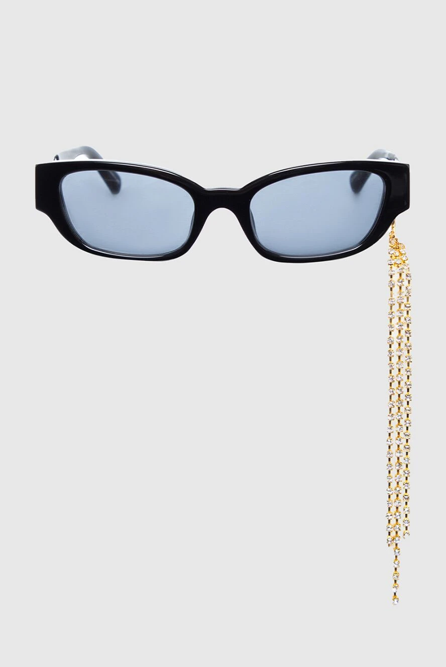 Linda Farrow Cat-eye glasses black women's with blue lenses with interchangeable brooch with crystals - logo on the bracket. Additional: UV protection. plastic, metal. Country of manufacture: Italy. Care: specialized cleaning - photo 1