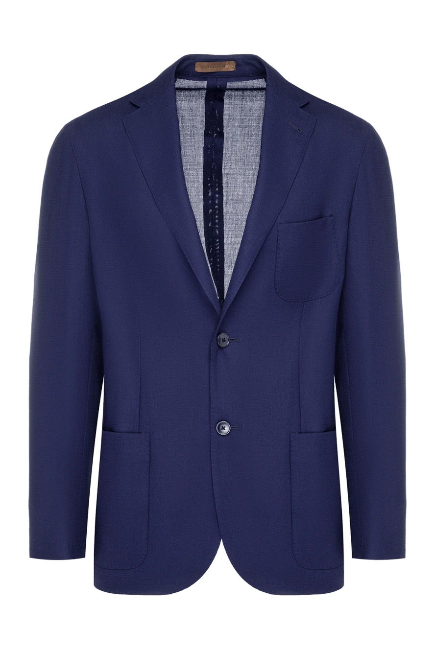 Corneliani Blue wool jacket for men - 100% wool. two buttons. Country of manufacture: Italy. Care: specialized cleaning - photo 1