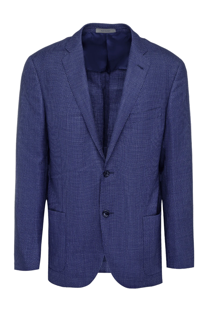 Corneliani Blue wool jacket for men - 100% wool. two buttons. two side pockets, chest pocket. Country of manufacture: Italy. Care: specialized cleaning - photo 1