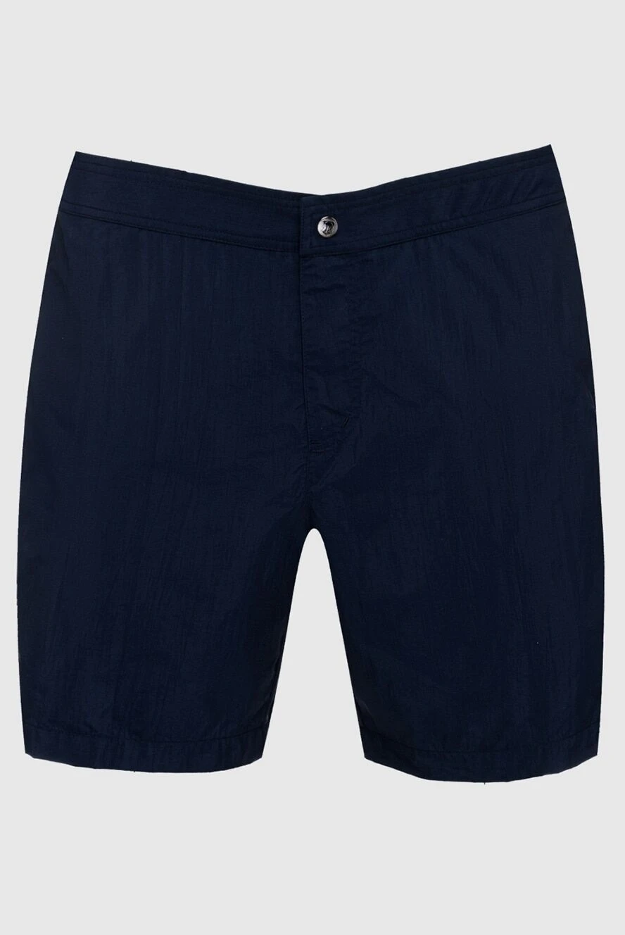 Corneliani Blue polyester beach shorts for men - 100% polyester. Closure: button, zipper. two side, one back. Country of manufacture: Italy. Care: specialized cleaning - photo 1