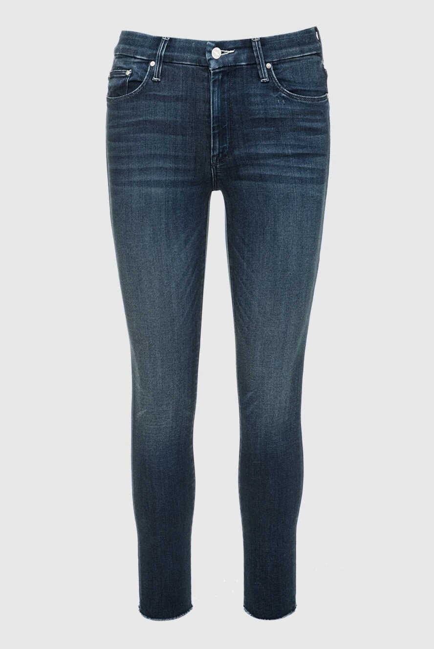 Mother Denim Blue women's skinny jeans with raw edges - contrasting buttons, worn effect. three front pockets, two back pockets. 43% viscose, 33% cotton, 17% lyocell, 5% polyester, 2% elastane. zipper, buttons. Country of manufacture: Italy. Care: specialized cleaning - photo 1